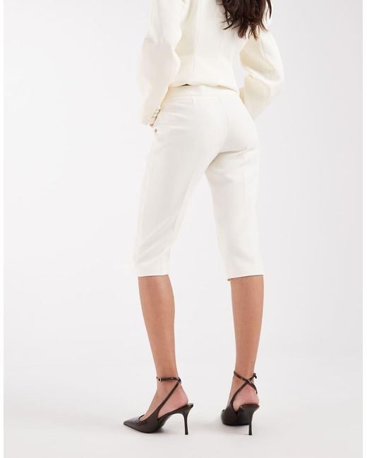 ASOS White Tailored Button Detail Capri Trousers