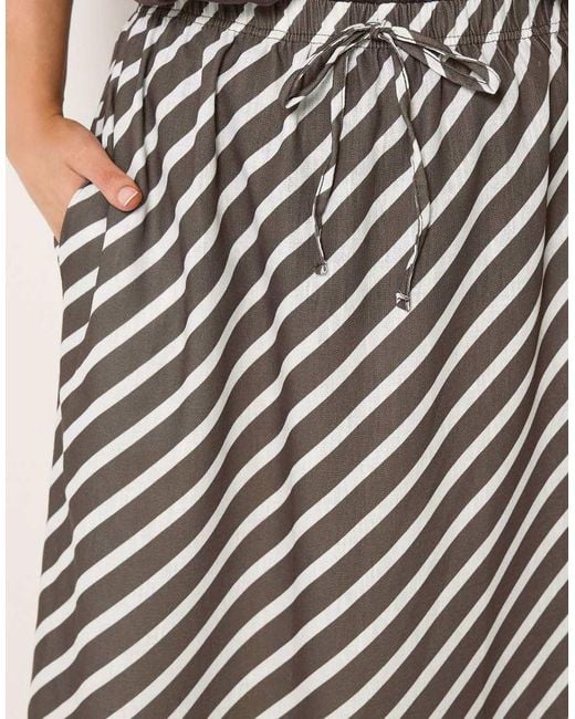 Yours Clothing Brown Linen Look Stripe Skirt