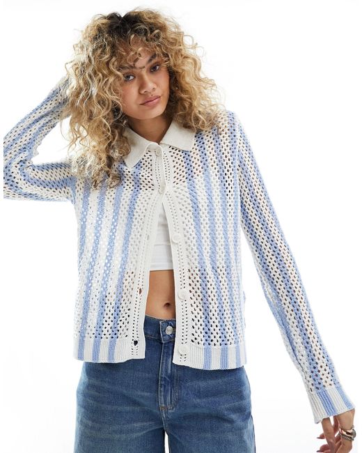 ONLY Blue Open Knit Cardigan