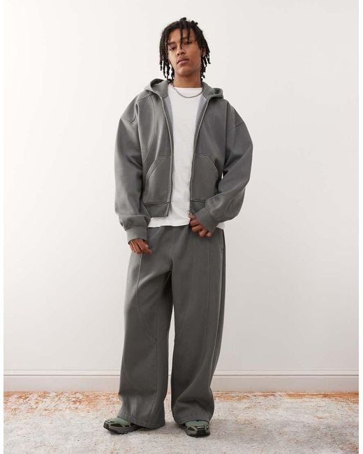 Weekday Gray Co-ord Oversized Wide Leg joggers With Exposed Seam Detail for men