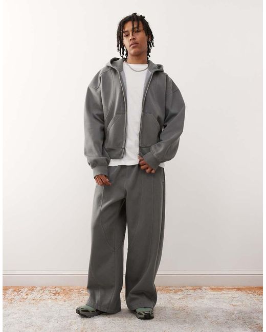 Weekday Oversized Joggingbroek Met Wijde Pijpen En Zichtbare Naad in het Gray voor heren