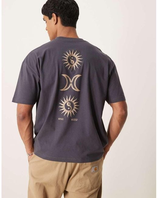 ASOS Gray Oversized T-shirt With Celestial Graphic for men