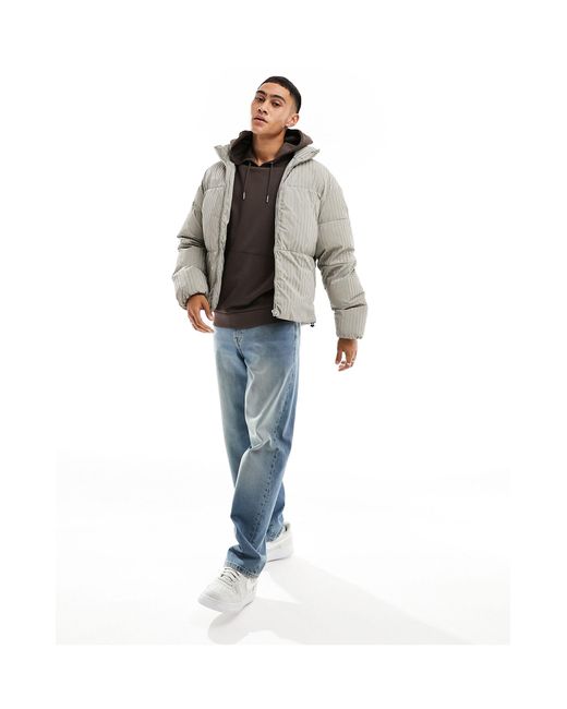 ADPT Gray Oversized Puffer With 3d Stripe for men