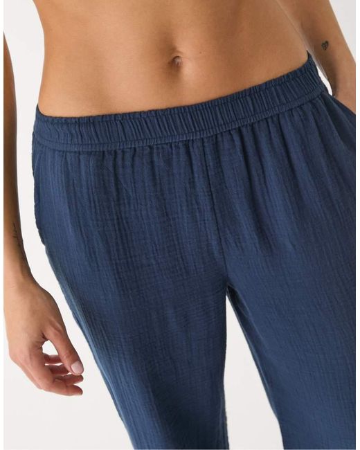 Stradivarius Broek Met Elastische Tailleband in het Blue
