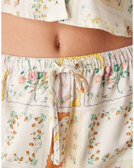 Aray Natural Patchwork Print Beach Short Co-ord