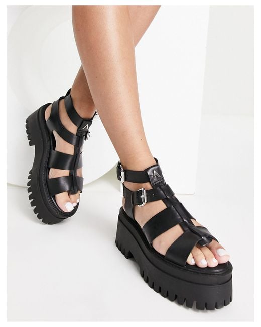 ASRA Phoenix Leather Chunky Sandals in Black Lyst UK