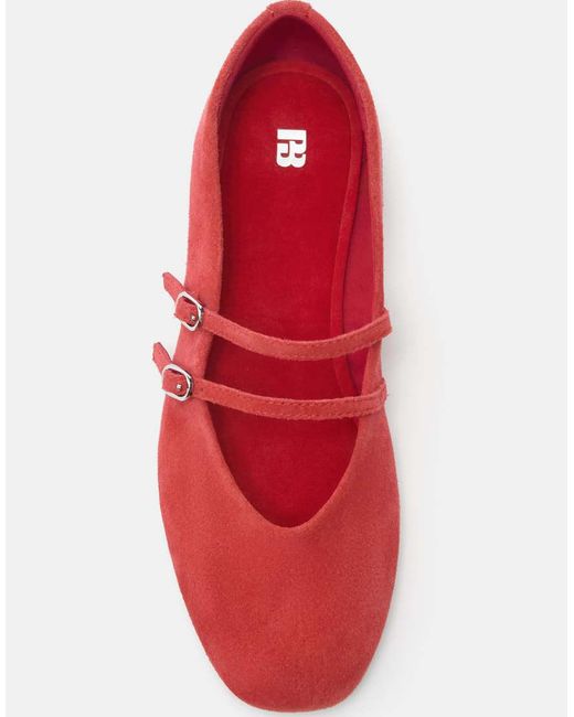 Pull&Bear Red Leather Strap Ballerinas