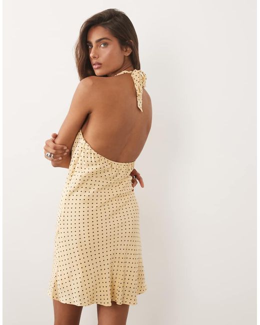 Mango Natural Halterneck Mini Dress