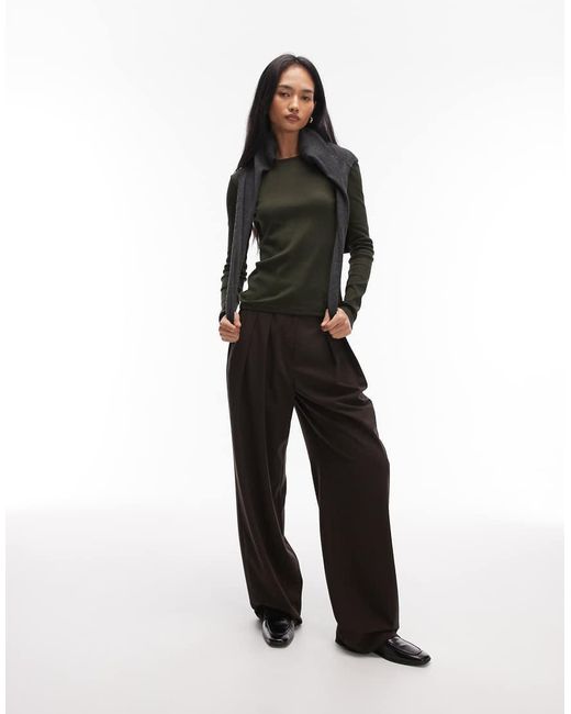 & Other Stories Black Soft Jersey Rib Long Sleeve Top