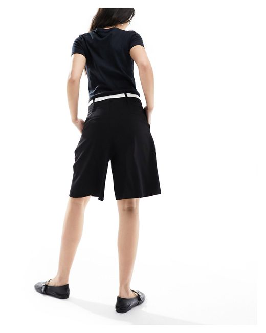 Bershka Black Boxer Waistband Longline Tailored Shorts