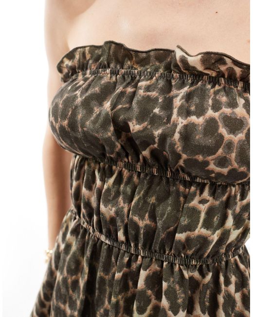 ASOS Multicolor Shirred Linen Leopard Top Co Ord