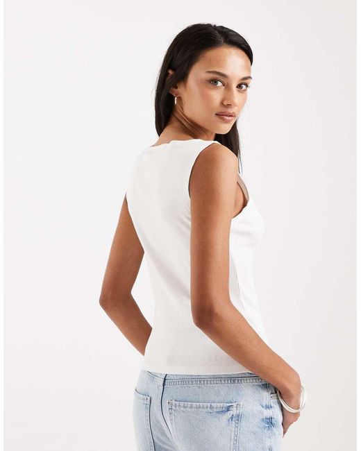 ASOS White Button Down Boat Neck Top