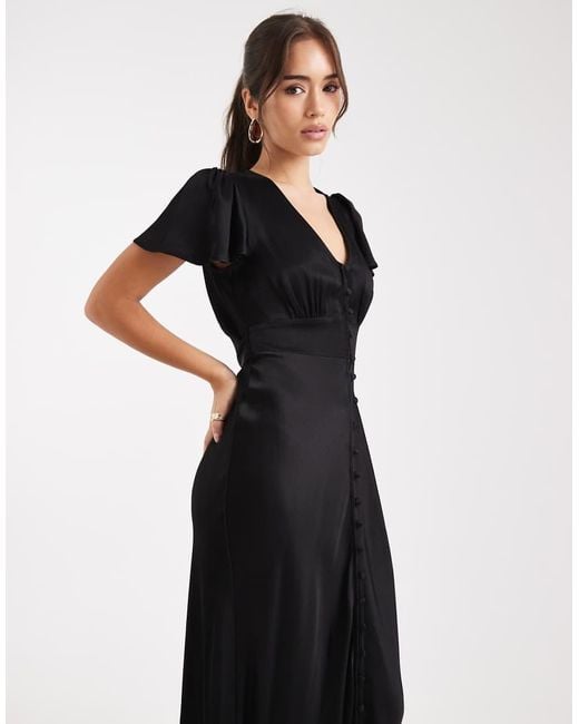Maids To Measure White Bridesmaid Cap Sleeve Button Front Maxi Dress