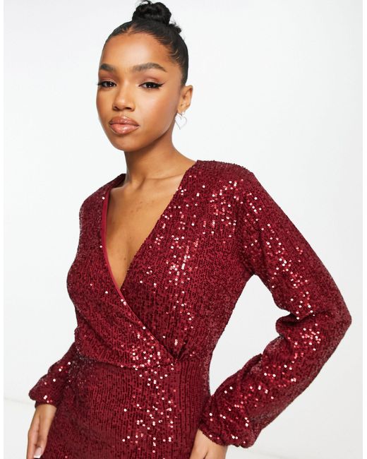 Urban Revivo Sequin Mini Dress in Red Lyst