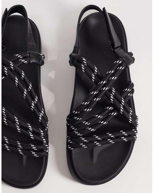 ASOS Black Cross Strap Rope Sandals for men