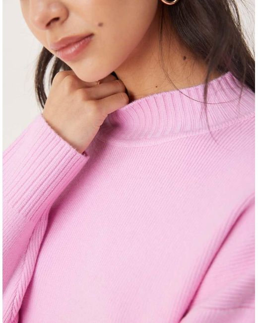 Mango Pink High Neck Jumper