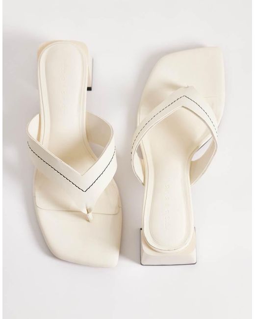 ASOS White Honest Toe Thong Block Heeled Sandals