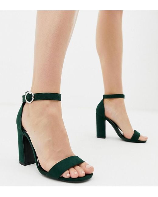 Sandalias con tacón en bloque invisible en verde oscuro New Look de color  Negro | Lyst