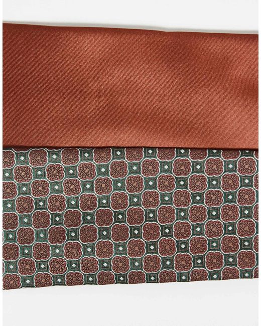 ASOS White 2 Pack Burnt Orange And Patterned Tie for men