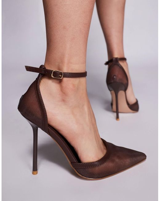 SIMMI Brown Simmi London Wide Fit Mandisa Mesh Heeled Shoes