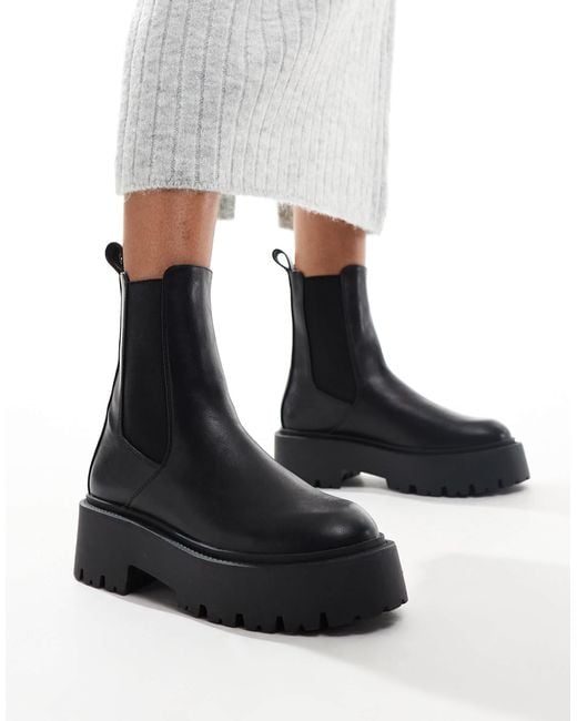 ASOS Black Wide Fit Amy Chunky Chelsea Boots