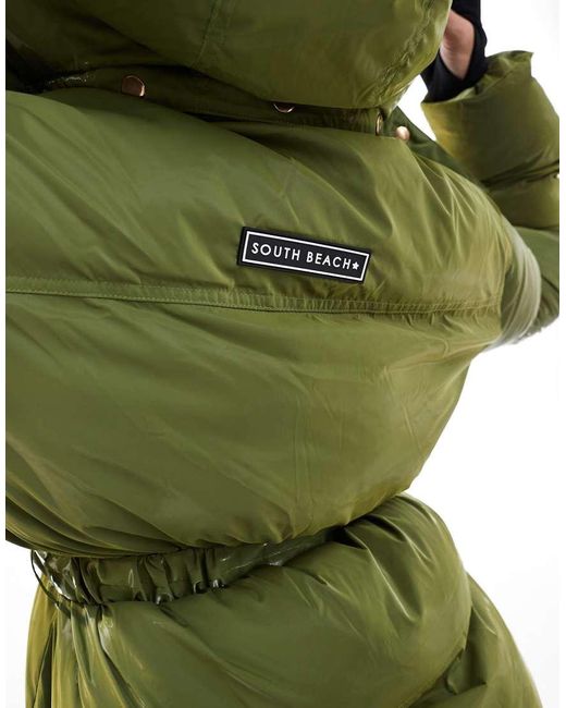 South Beach Green Shiny Ski Padded Jacket