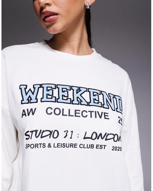ASOS Gray Weekend Collective Long Sleeve T-Shirt With Graphic