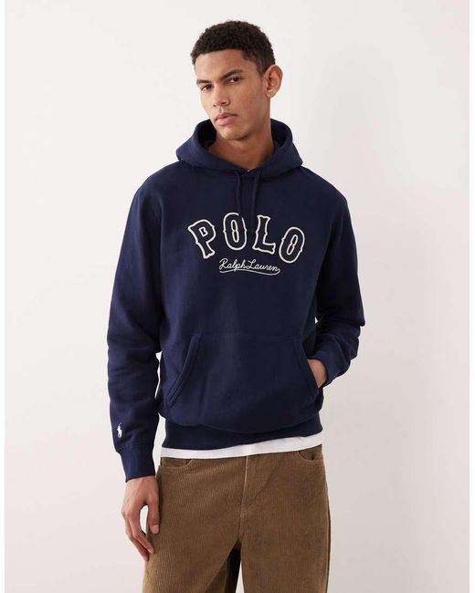 Polo Ralph Lauren Blue Large Logo Fleece Hoodie for men