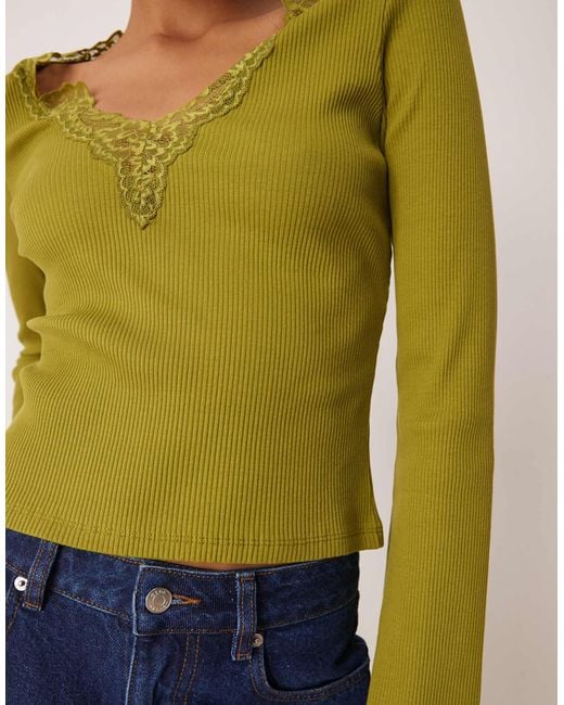 ASOS Green – geripptes oberteil