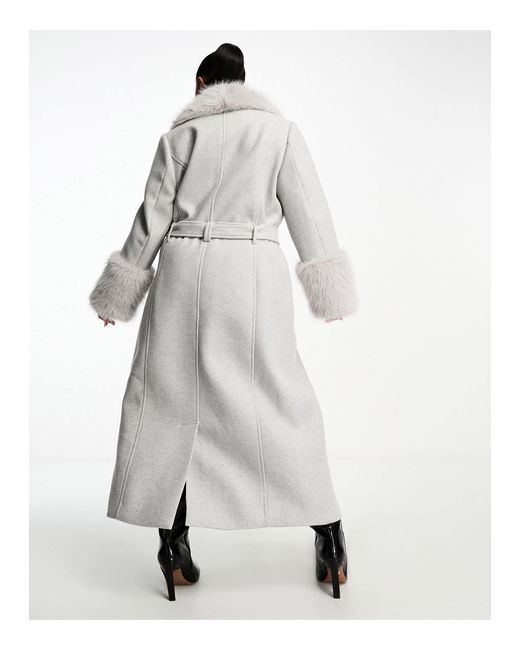 Forever New White – langer mantel aus kunstpelz