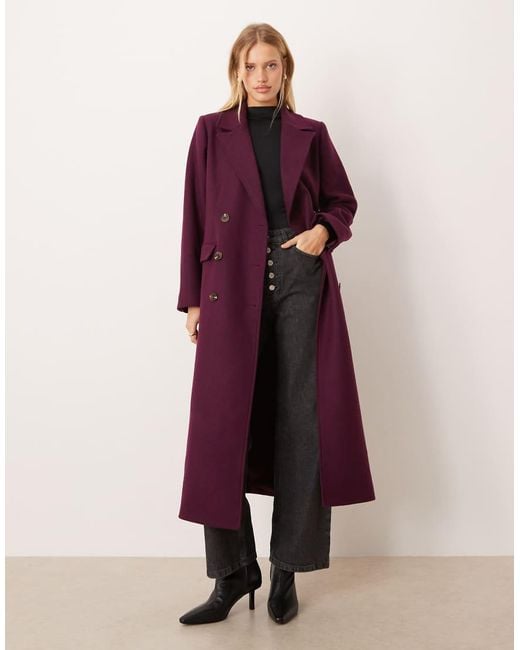Nobody's Child Red Longline Double Breasted Coat With Wool