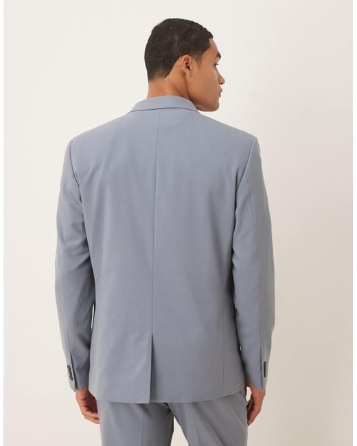 ASOS Gray Double Breasted Regular Fit Suit Jacket for men