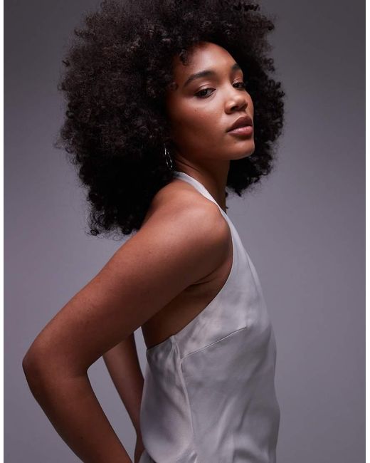 ASOS White Satin Scoop Halter Neck Cami Top