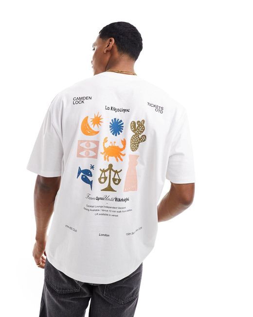T-shirt oversize bianca con stampa a tema estate sul retro di ASOS in White da Uomo