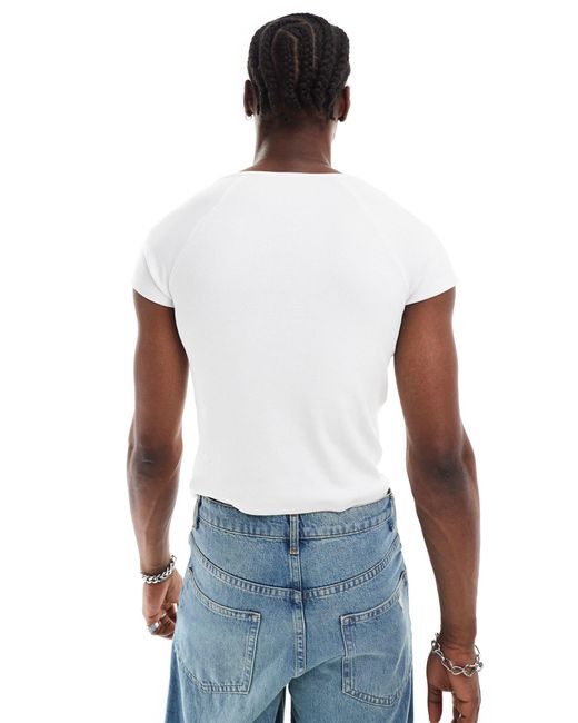 Reclaimed (vintage) – geripptes t-shirt in White für Herren