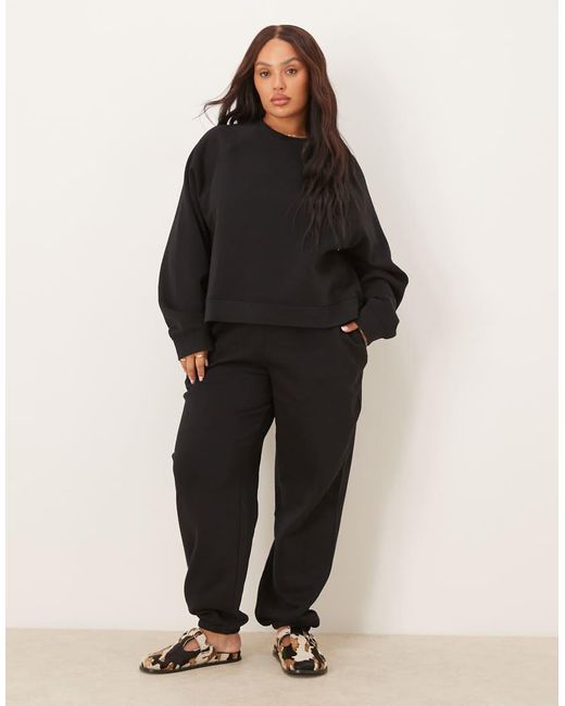 ASOS Black Asos Design Curve Ultimate Cuffed Brushback Trackies