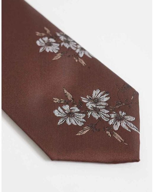 ASOS Brown Floral Graphic Print Tie for men