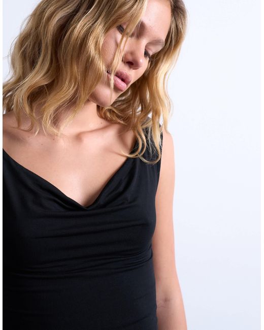 TOPSHOP Black Cowl Neck Tank Top