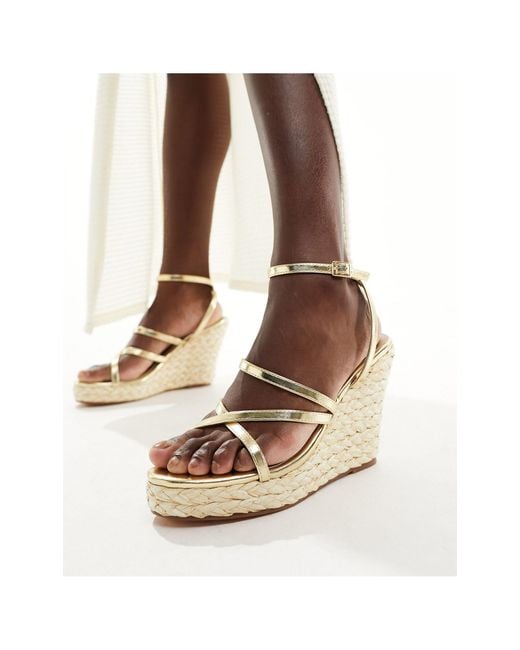 French Connection Metallic Wedge Strappy Sandals
