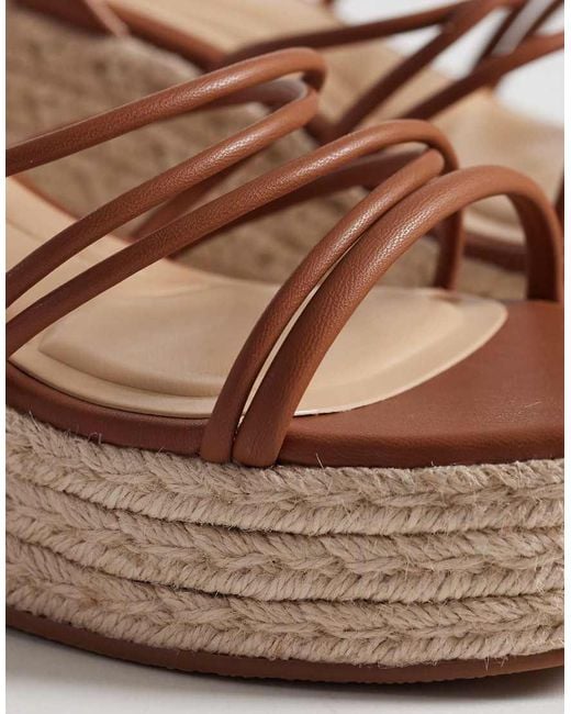SEQWL Brown Strappy Espadrille Wedge Sandals
