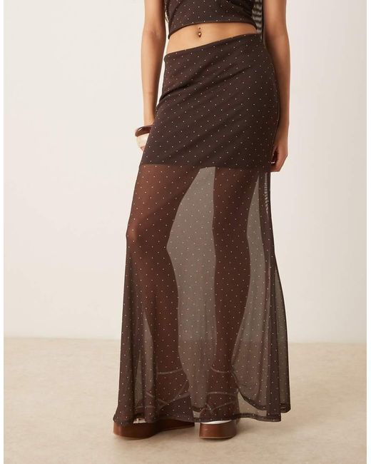 ASOS Natural Co-ord Mesh Spot Maxi Skirt