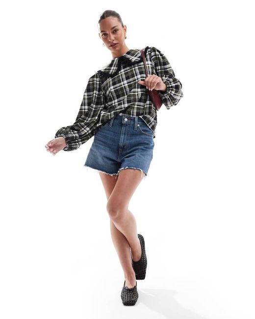 Camicia A Quadri Con Colletto Con Volant E Fiocco Sul Retro di ASOS in Blue