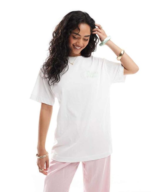 New Look White Matcha Print Oversized T-shirt