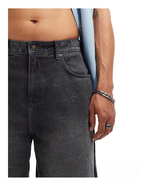 Pantaloncini di jeans lunghezza standard slavato di ASOS in Gray da Uomo