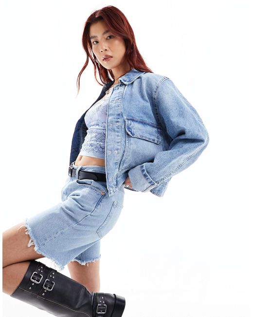 Suzy - giacca di jeans oversize lavaggio medio di Free People in Blue
