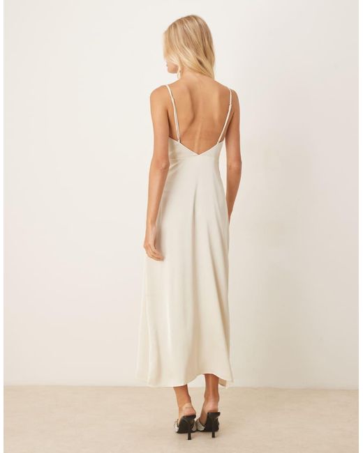Vila White Satin Cowl Neck Cami Maxi Dress