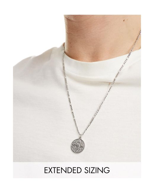 ASOS Natural Waterproof Stainless Steel Necklace With Circular Aztec Compass Pendant for men