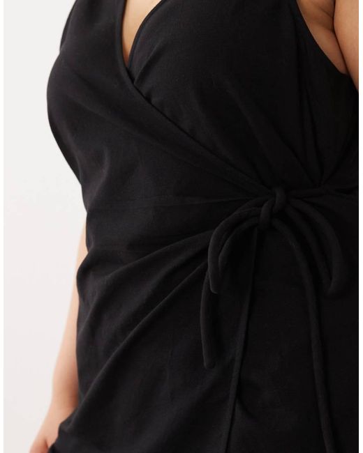 ASOS Black Asos Design Curve Wrap Front Romper
