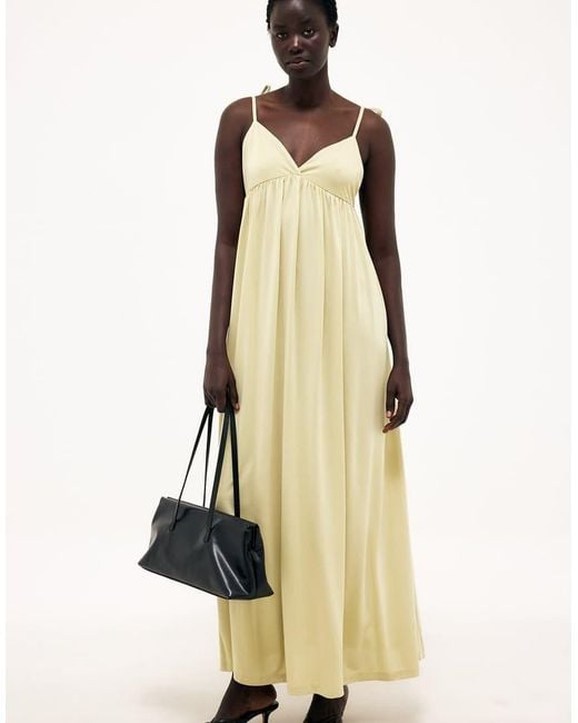 NA-KD Natural Flowy Tie Shoulder Maxi Dress