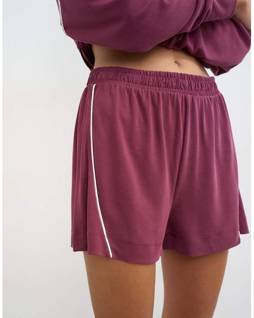 TOPSHOP Red Sports Piping Detail Shorts